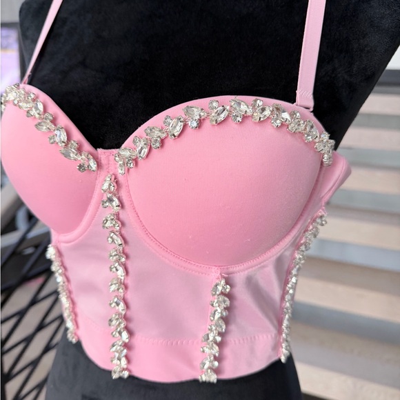 Chic Pink Embellished Bustier size S - Picture 10 of 12